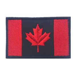 Black Iron On Velcro Canada Flag Patches Woven Embroidery Custom Team Patches