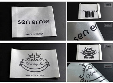 Garment Neck Woven Fashion Labels With Your Text , End Fold  Loop Fold