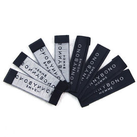 Fold Custom Woven Apparel Labels Hem Tag Satin For Neck With Ultrasonic Cut Finishing