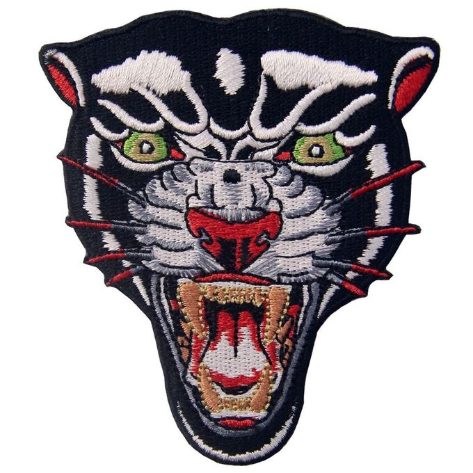 Os crachás bordados máquina de pano costuram no logotipo feito sob encomenda do animal do tigre